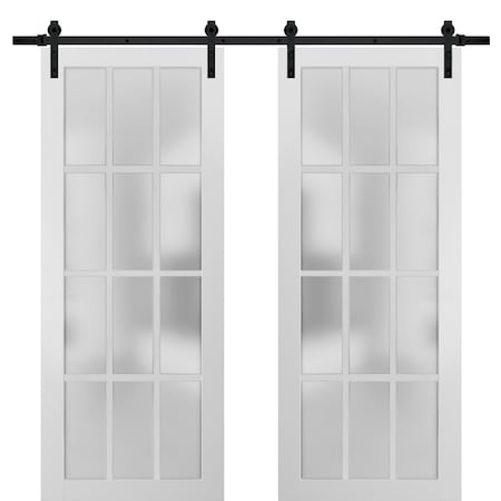 Sartodoors Double Barn Interior Door, 60" x 84", White FELICIA3312DB-BEM-6084